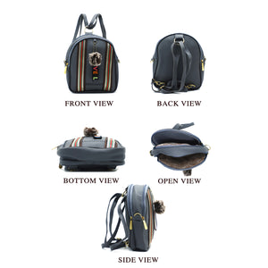 Two In One Double Stripe Double Zip Girls BackPack - myStore20202019