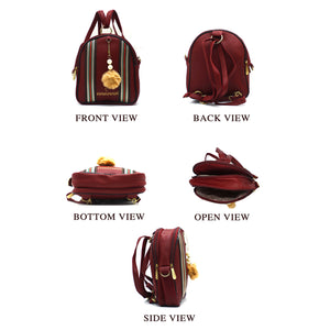 Two In One Double Stripe Double Zip Girls BackPack - myStore20202019