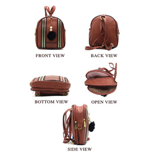 Two In One Double Stripe Double Zip Girls BackPack - myStore20202019