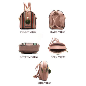 Two In One Double Stripe Double Zip Girls BackPack - myStore20202019