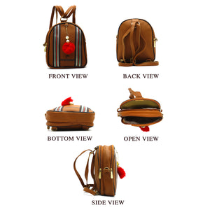 Two In One Double Stripe Double Zip Girls BackPack - myStore20202019