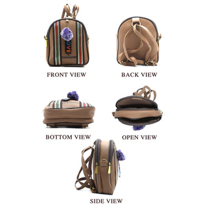 Two In One Double Stripe Double Zip Girls BackPack - myStore20202019