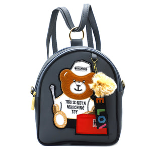 Two In One Double Zip Teddy Bear Print Girls BackPack - myStore20202019