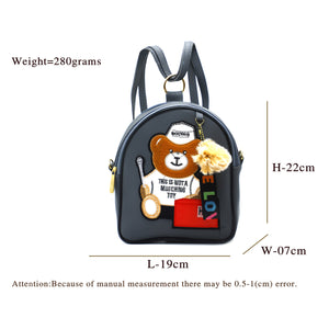 Two In One Double Zip Teddy Bear Print Girls BackPack - myStore20202019