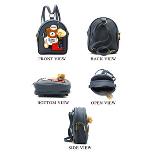 Two In One Double Zip Teddy Bear Print Girls BackPack - myStore20202019