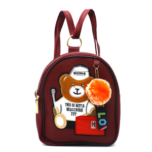 Two In One Double Zip Teddy Bear Print Girls BackPack - myStore20202019