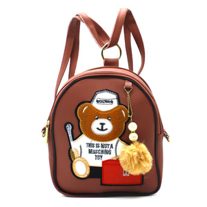 Two In One Double Zip Teddy Bear Print Girls BackPack - myStore20202019