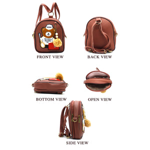 Two In One Double Zip Teddy Bear Print Girls BackPack - myStore20202019