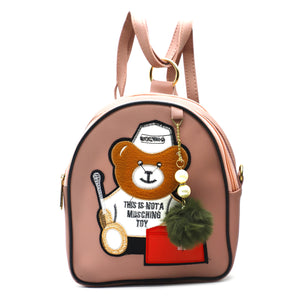 Two In One Double Zip Teddy Bear Print Girls BackPack - myStore20202019
