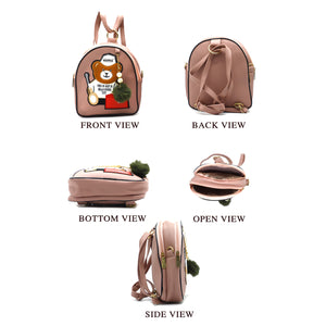 Two In One Double Zip Teddy Bear Print Girls BackPack - myStore20202019