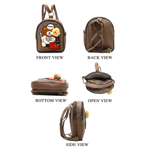 Two In One Double Zip Teddy Bear Print Girls BackPack - myStore20202019