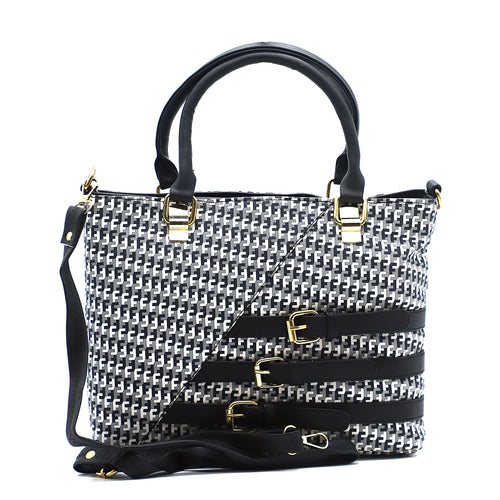Two In One Double Zip Three Buckle Women HandBag - myStore20202019