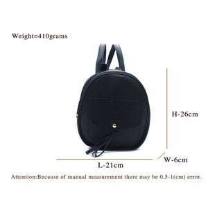 Two In One Flap Pocket Double Zip Plain Girls BackPack - myStore20202019