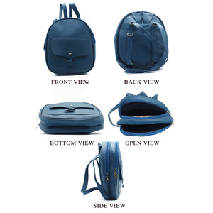 Two In One Flap Pocket Double Zip Plain Girls BackPack - myStore20202019