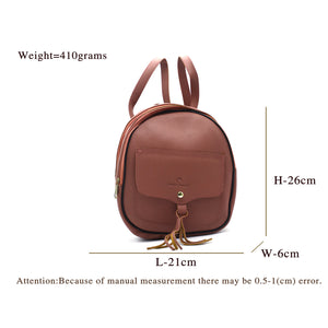 Two In One Flap Pocket Double Zip Plain Girls BackPack - myStore20202019