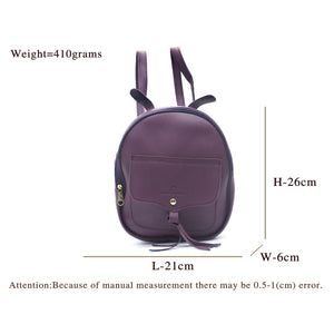 Two In One Flap Pocket Double Zip Plain Girls BackPack - myStore20202019
