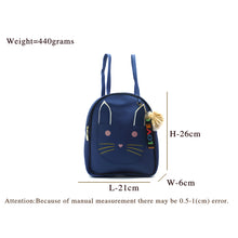 Load image into Gallery viewer, Two In One Front Bow Cat Print Double Zip Girls BackPack - myStore20202019
