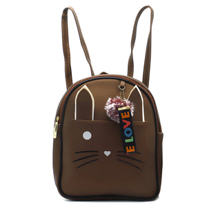 Two In One Front Bow Cat Print Double Zip Girls BackPack - myStore20202019