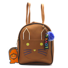Load image into Gallery viewer, Two In One Front Bow Cat Print Double Zip Girls BackPack - myStore20202019
