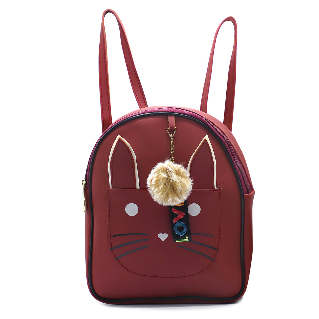 Two In One Front Bow Cat Print Double Zip Girls BackPack - myStore20202019