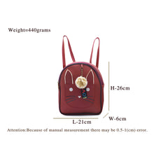 Load image into Gallery viewer, Two In One Front Bow Cat Print Double Zip Girls BackPack - myStore20202019
