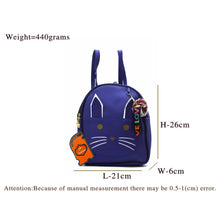 Load image into Gallery viewer, Two In One Front Bow Cat Print Double Zip Girls BackPack - myStore20202019
