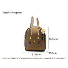 Load image into Gallery viewer, Two In One Front Bow Cat Print Double Zip Girls BackPack - myStore20202019
