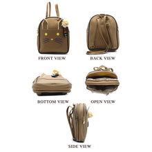 Load image into Gallery viewer, Two In One Front Bow Cat Print Double Zip Girls BackPack - myStore20202019
