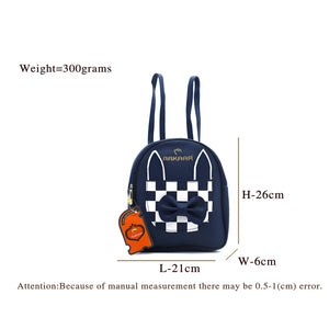 Two In One Front Bow Checks Pattern Double Zip Girls BackPack - myStore20202019
