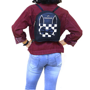 Two In One Front Bow Checks Pattern Double Zip Girls BackPack - myStore20202019