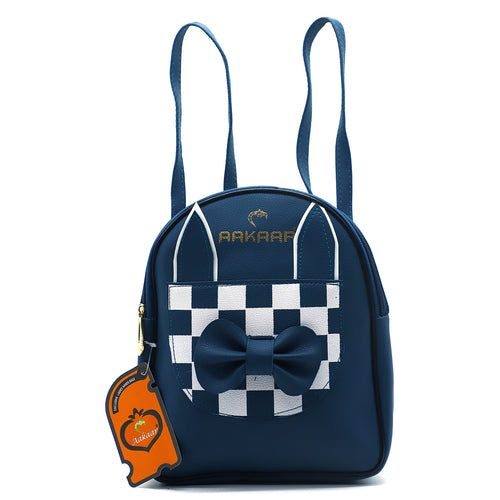 Two In One Front Bow Checks Pattern Double Zip Girls BackPack - myStore20202019