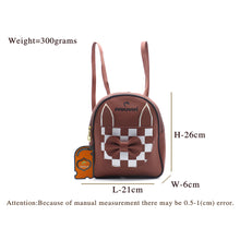 Load image into Gallery viewer, Two In One Front Bow Checks Pattern Double Zip Girls BackPack - myStore20202019
