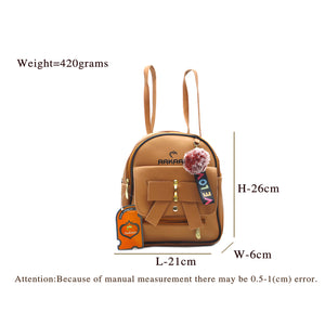 Two In One Front Bow Flap Pocket Double Zip Girls BackPack - myStore20202019