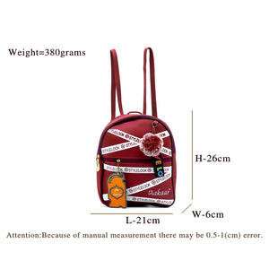 Two In One Front Zip Pocket Double Zip Printed Girls BackPack - myStore20202019