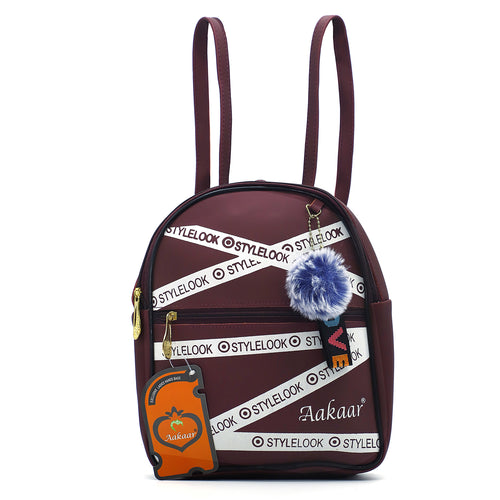 Two In One Front Zip Pocket Double Zip Printed Girls BackPack - myStore20202019