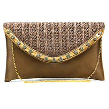 Load image into Gallery viewer, Two In One Jute Stone Flap Envelope Women Clutch - myStore20202019
