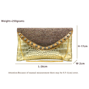 Two In One Jute Stone Flap Envelope Women Clutch - myStore20202019