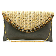 Load image into Gallery viewer, Two In One Jute Stone Flap Envelope Women Clutch - myStore20202019
