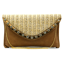 Load image into Gallery viewer, Two In One Jute Stone Flap Envelope Women Clutch - myStore20202019
