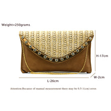 Load image into Gallery viewer, Two In One Jute Stone Flap Envelope Women Clutch - myStore20202019
