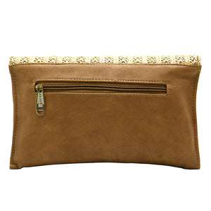 Two In One Jute Stone Flap Envelope Women Clutch - myStore20202019