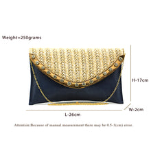 Load image into Gallery viewer, Two In One Jute Stone Flap Envelope Women Clutch - myStore20202019
