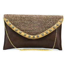 Load image into Gallery viewer, Two In One Jute Stone Flap Envelope Women Clutch - myStore20202019
