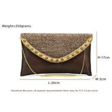 Load image into Gallery viewer, Two In One Jute Stone Flap Envelope Women Clutch - myStore20202019
