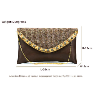 Two In One Jute Stone Flap Envelope Women Clutch - myStore20202019