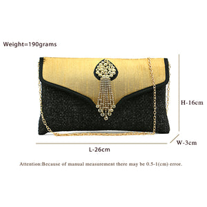 Two In One Jute V Flap Envelope Women Clutch - myStore20202019