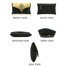 Load image into Gallery viewer, Two In One Jute V Flap Envelope Women Clutch - myStore20202019
