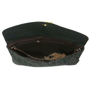 Two In One Jute V Flap Envelope Women Clutch - myStore20202019