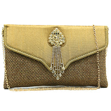 Load image into Gallery viewer, Two In One Jute V Flap Envelope Women Clutch - myStore20202019
