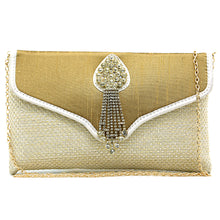 Load image into Gallery viewer, Two In One Jute V Flap Envelope Women Clutch - myStore20202019
